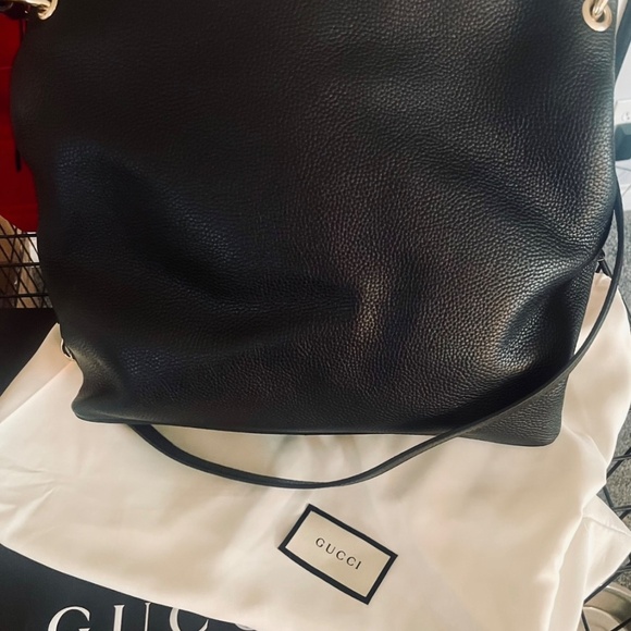 GUCCI BLACK GG DISCO SOHO LEATHER HOBO HANDBAG 536194 - Picture 2 of 16